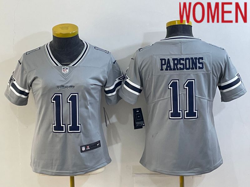 Women Dallas Cowboys 11 Parsons Grey Nike Vapor Untouchable Limited 2022 NFL Jersey